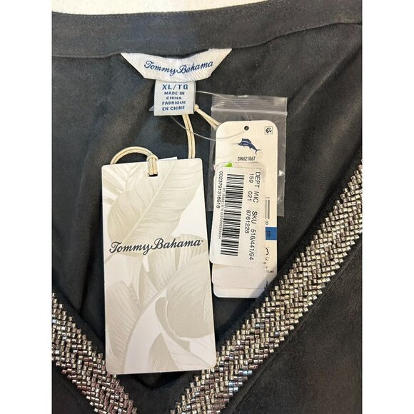 TOMMY BAHAMA Salina Sands Embellished Faux Suede Shift Dress Forged Iron XL NWT - Picture 6 of 6